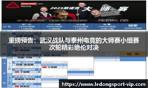 重磅预告：武汉战队与泰州电竞的大师赛小组赛次轮精彩绝伦对决